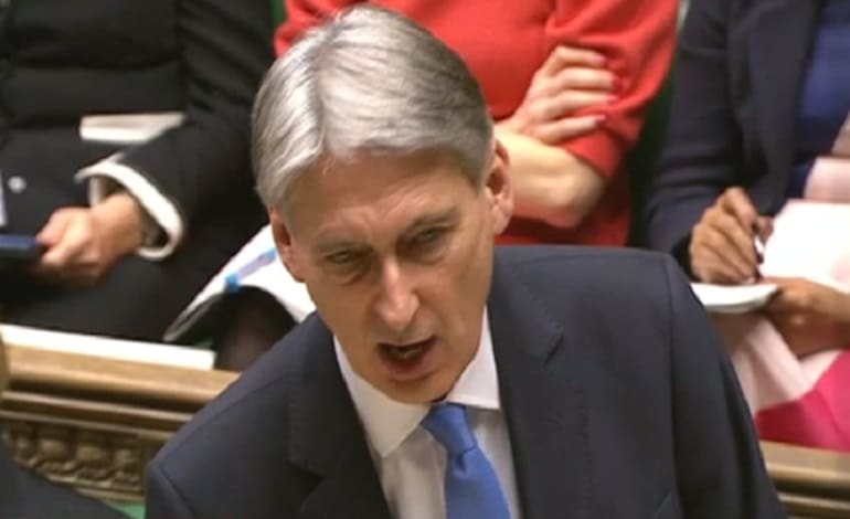 Listen as the Tory benches cheer when Philip Hammond announces another ...