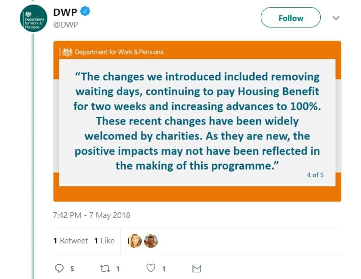 Fourth Universal Credit tweet