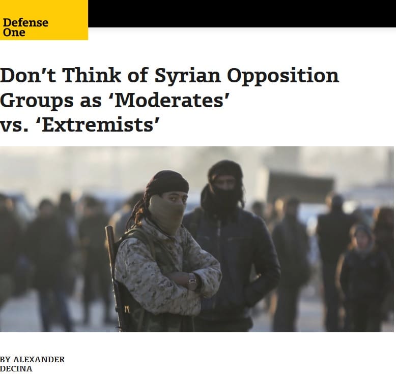 Don't think of Syiran Opposition Groups as Moderates vs Extremists