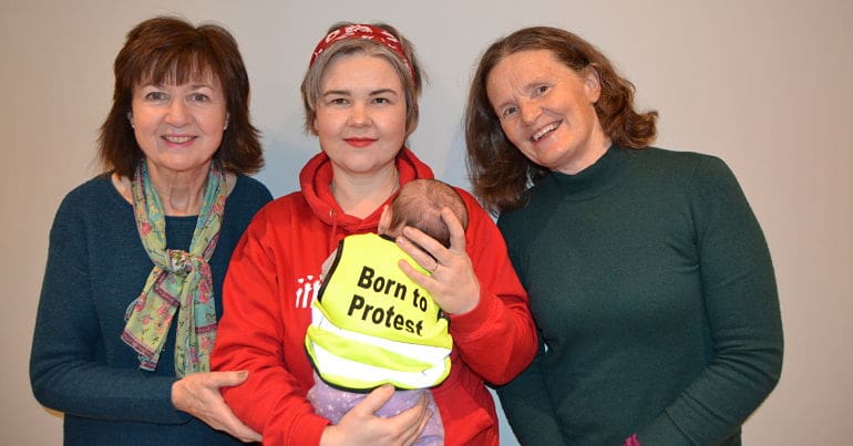 The three campaigners - Fidelma O'Kane, Michelle Dennehy & Marella Fyffe