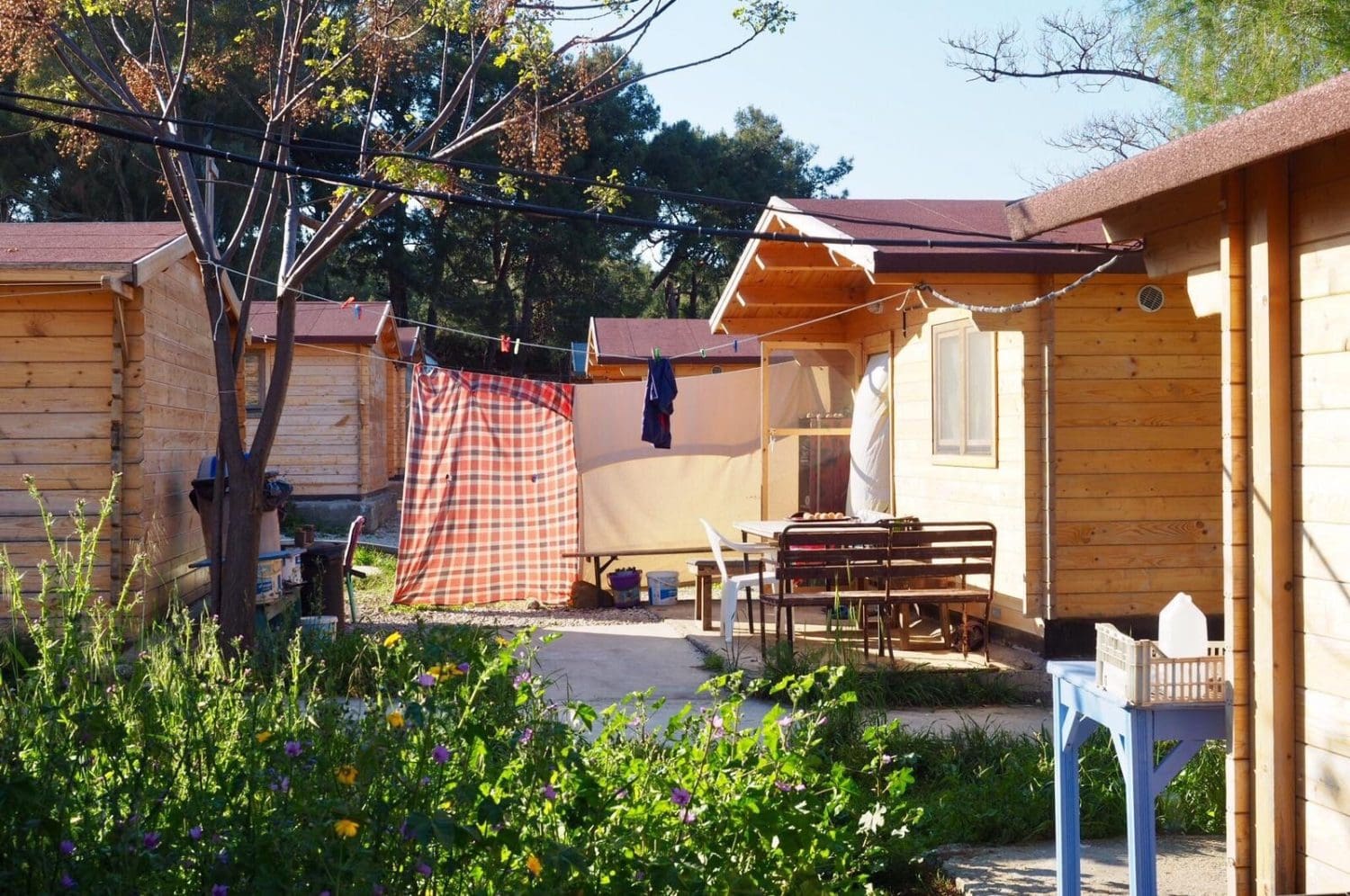 Houses at Pikpa Open Refugee Camp, Lesvos