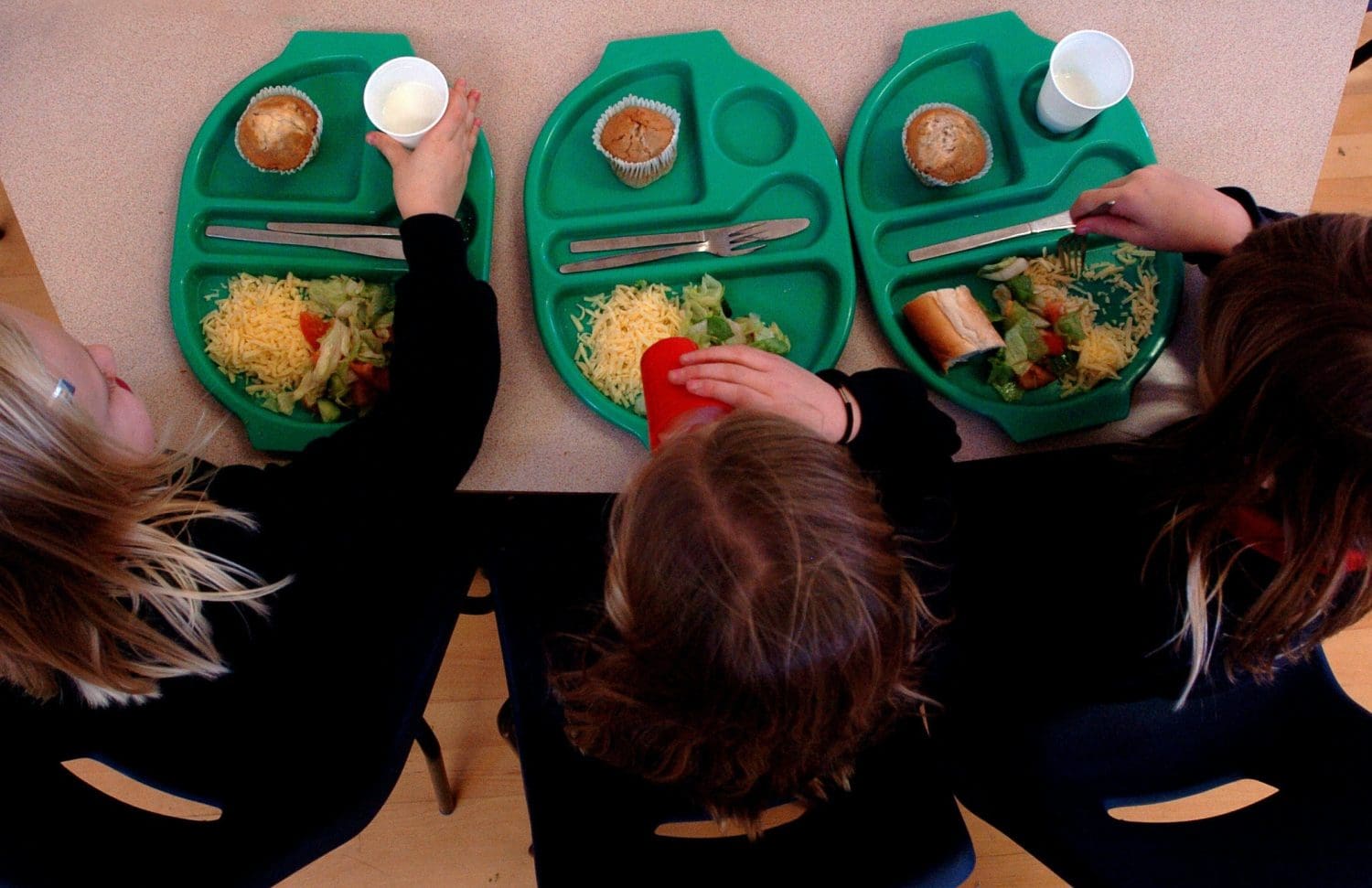 Children eating school meals