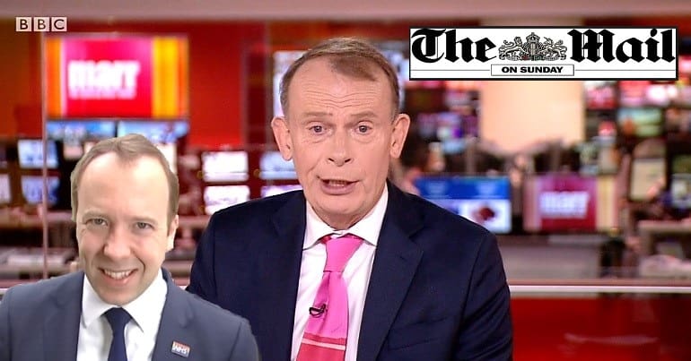 Andrew Marr on Sunday 11 October with Matt Hancock and the Mail on Sunday logo