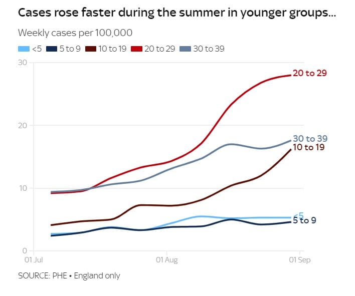 Cases by age group