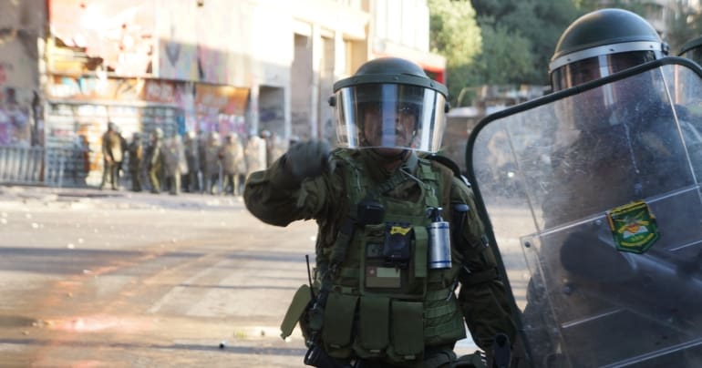 Riot police in Chile