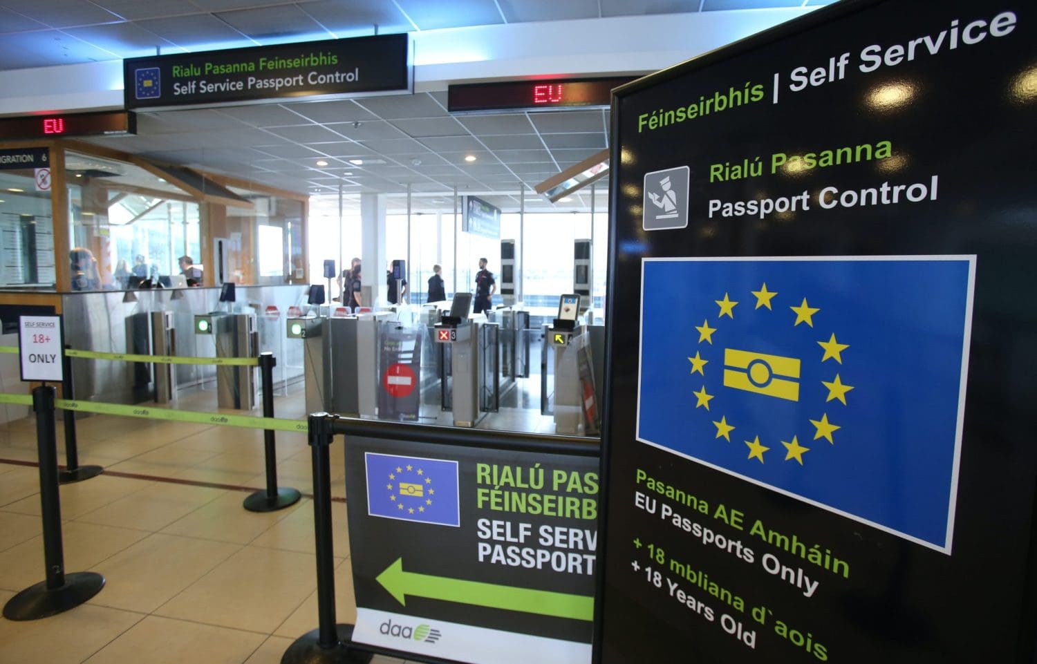 An EU checkpoint at an airport