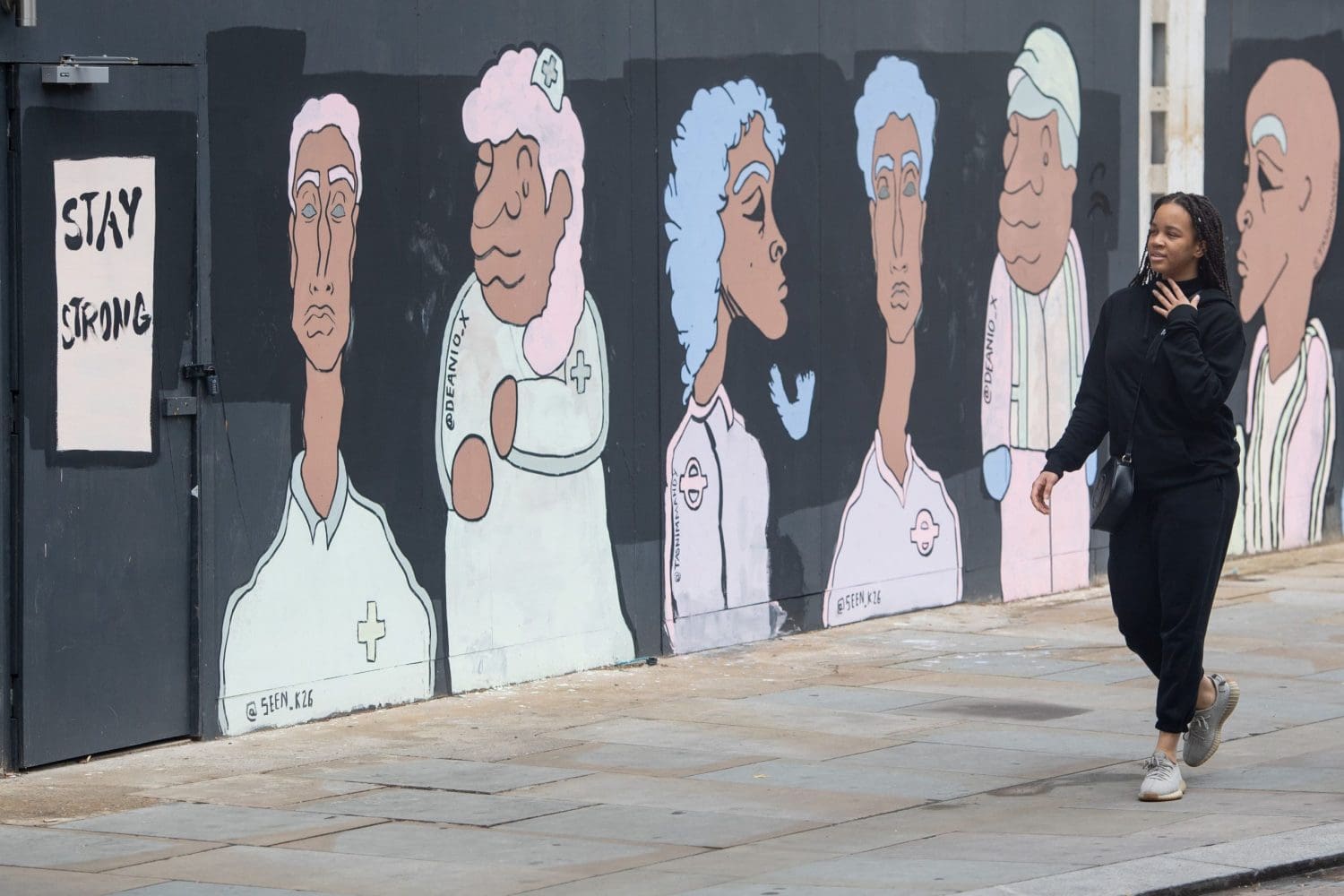 A mural depicting BAME British people