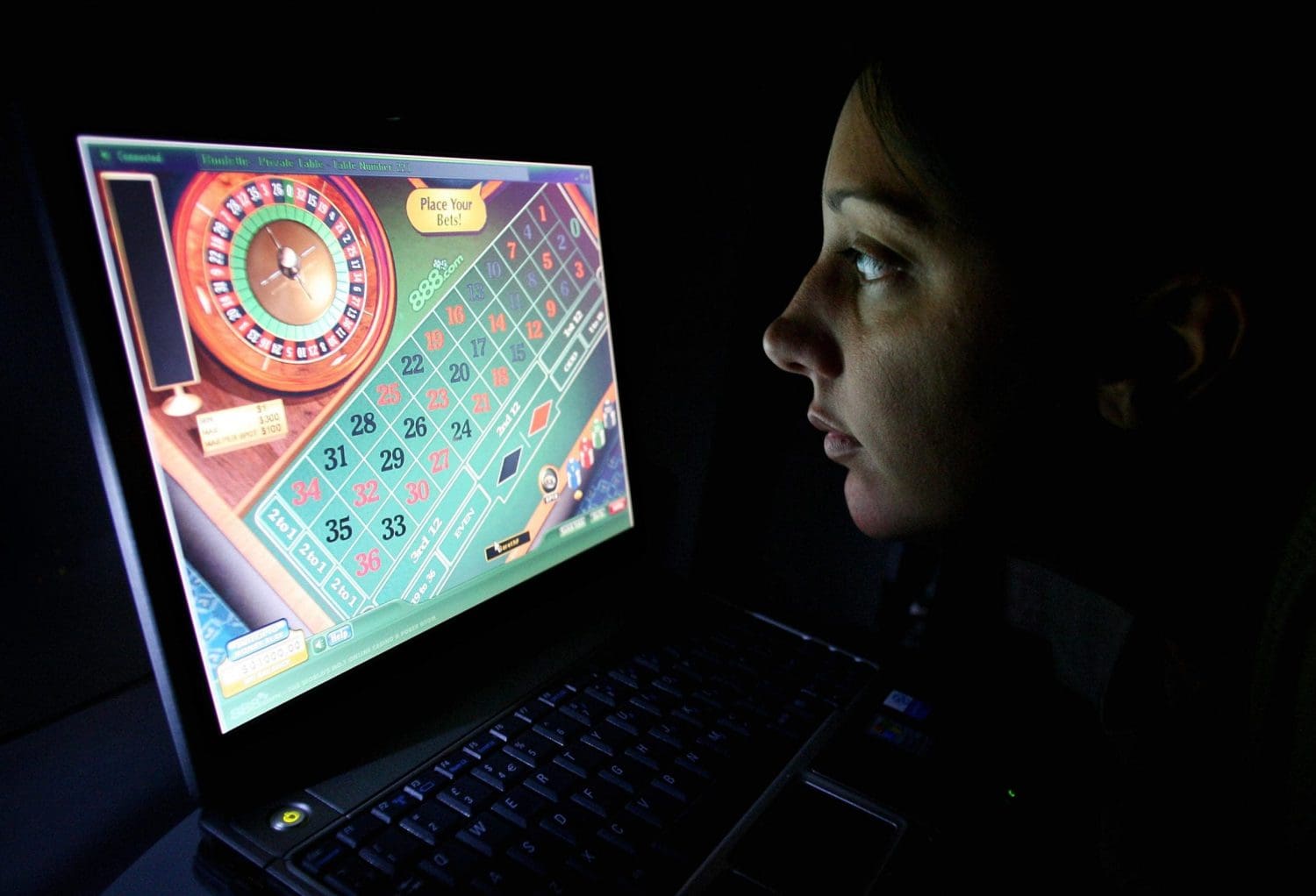 A woman gambling online