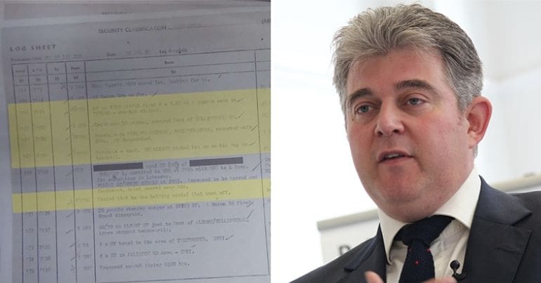 Secret British army document and Brandon Lewis (Northern Ireland secretary)