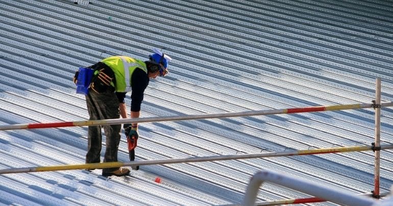 Man working on a roof