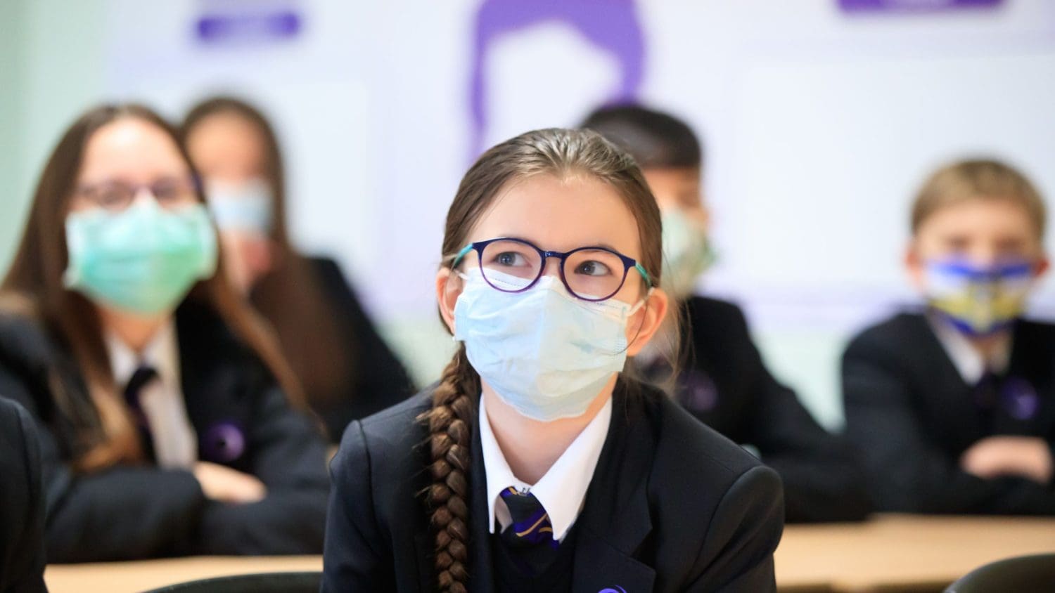 Pupils wearing masks