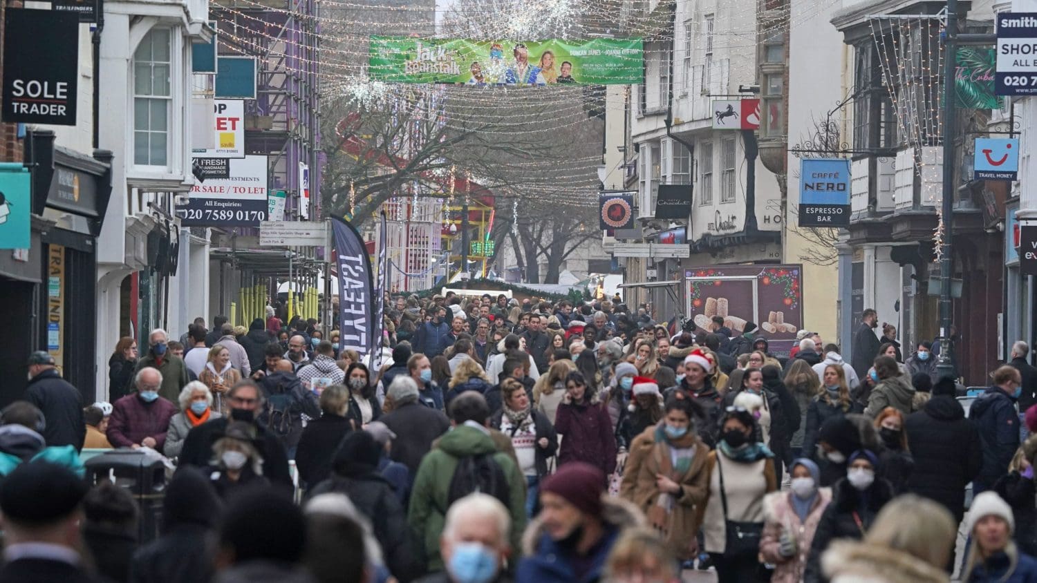 A busy town centre in the UK