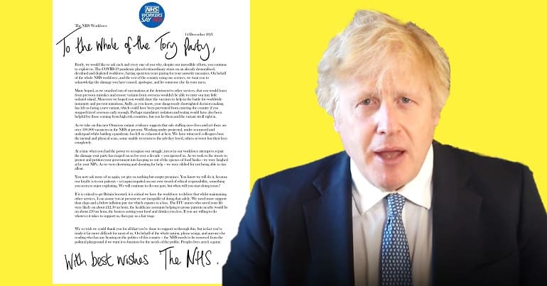 NHS Workers Letter and Boris Johnson