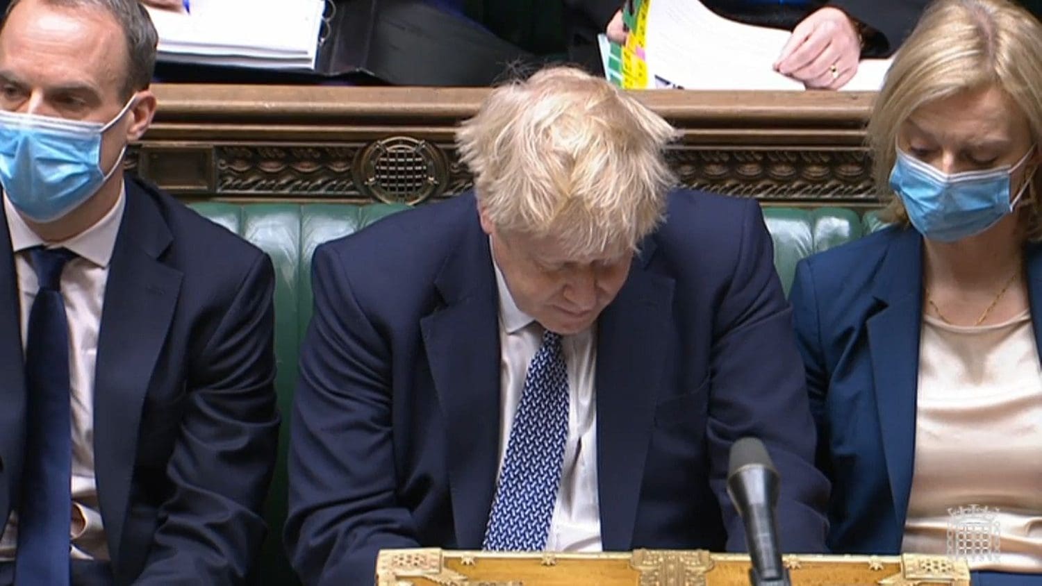 Boris Johnson with his head hung down