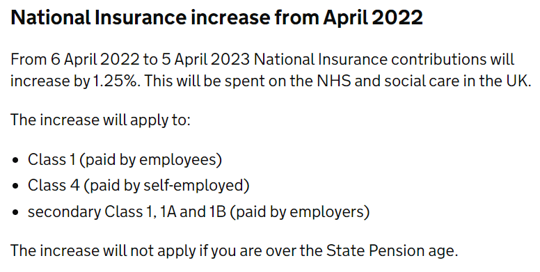 The government's own website states that the national insurance rise is 1.25%
