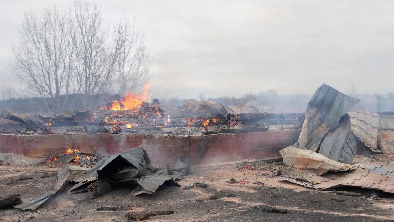 A bombing site in Ukraine