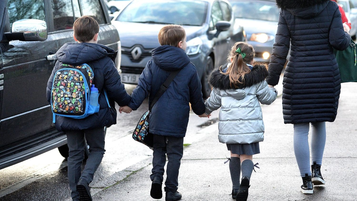 School children walking