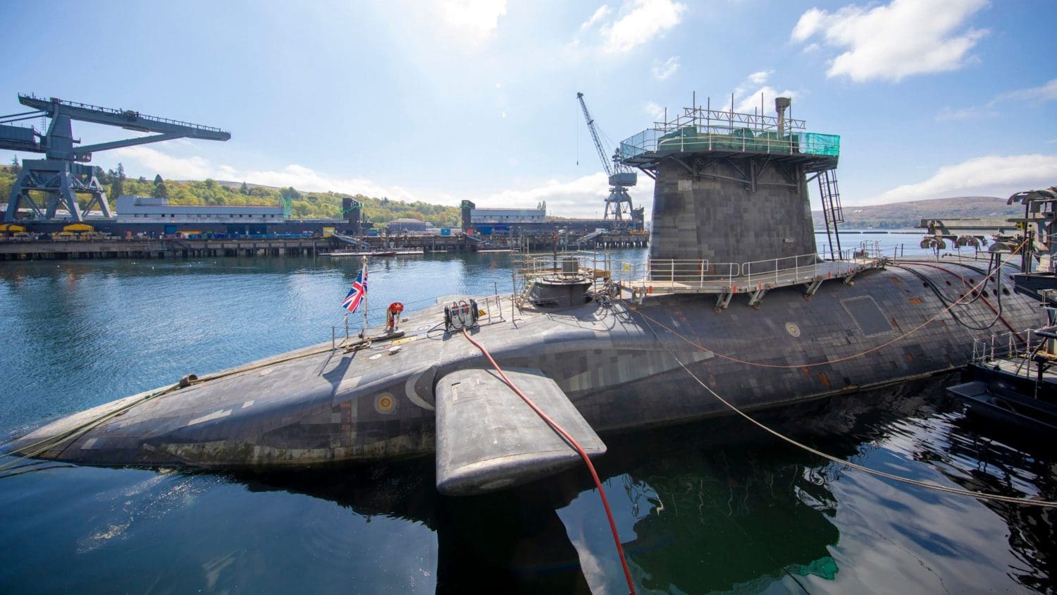 A docked nuclear submarine