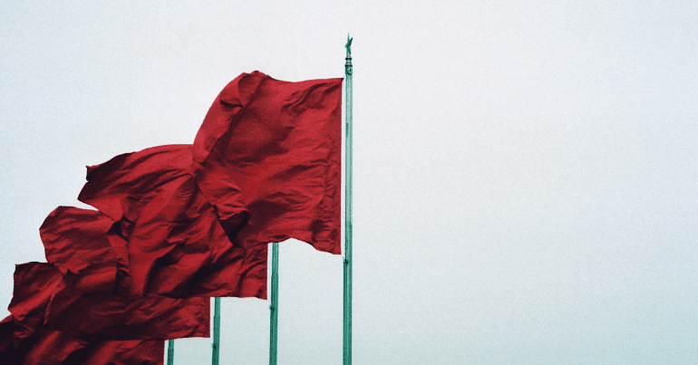 flags in Tiananman Square