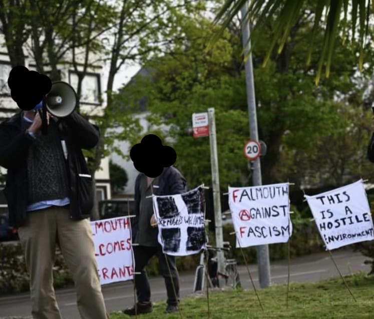 People protesting in Cornwall over the Bibby Stockholm refugees