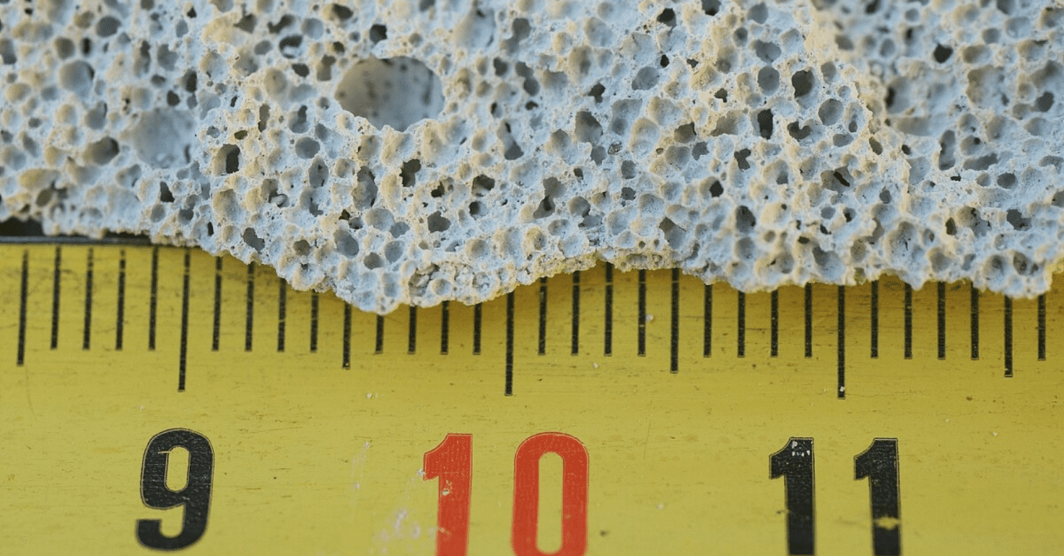 Close up of reinforced autoclaved aerated concrete