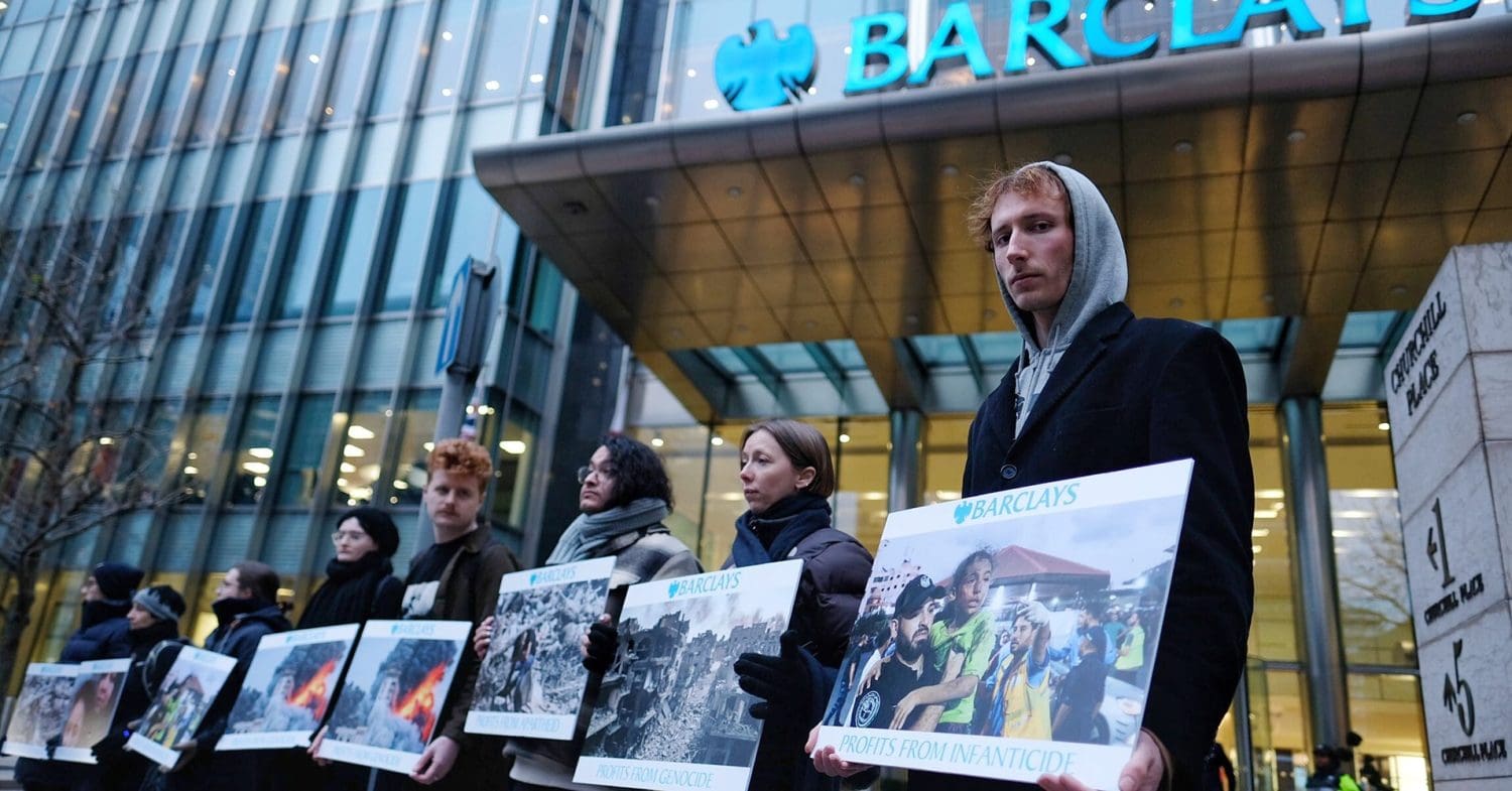 Barclays a protest over Palestine