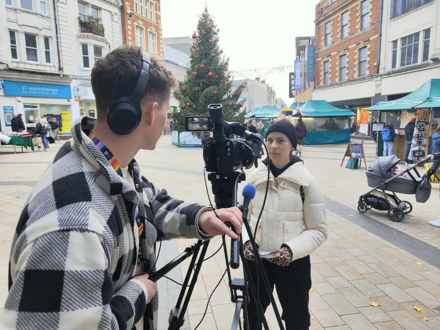 Nicola Jeffery being interviewed in front of a camera