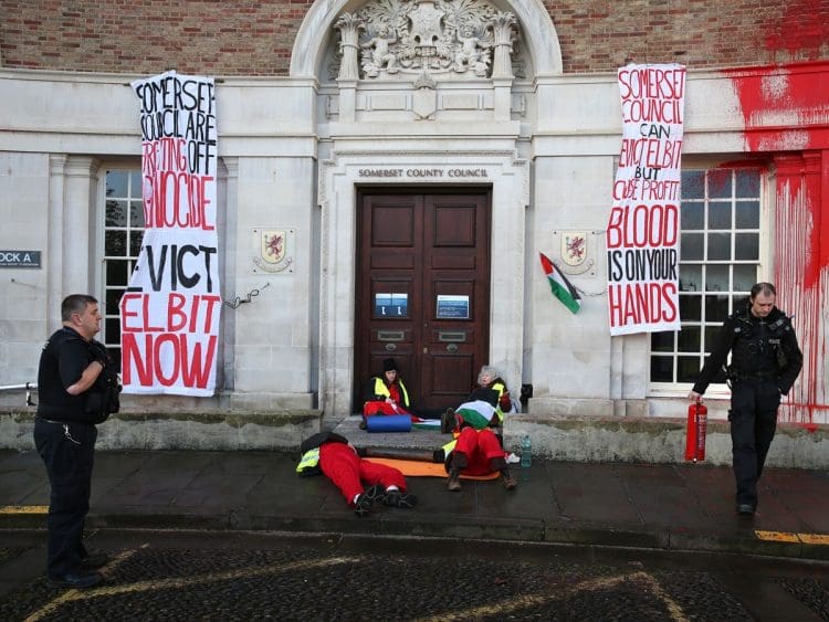 Palestine Action targeting Lib Dem Somerset council Israel Elbit