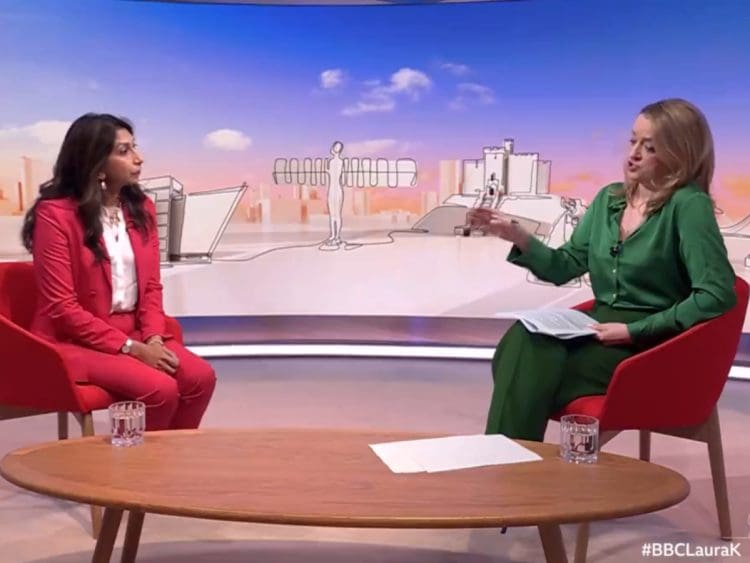 Suella Braverman and Laura Kuenssberg BBC