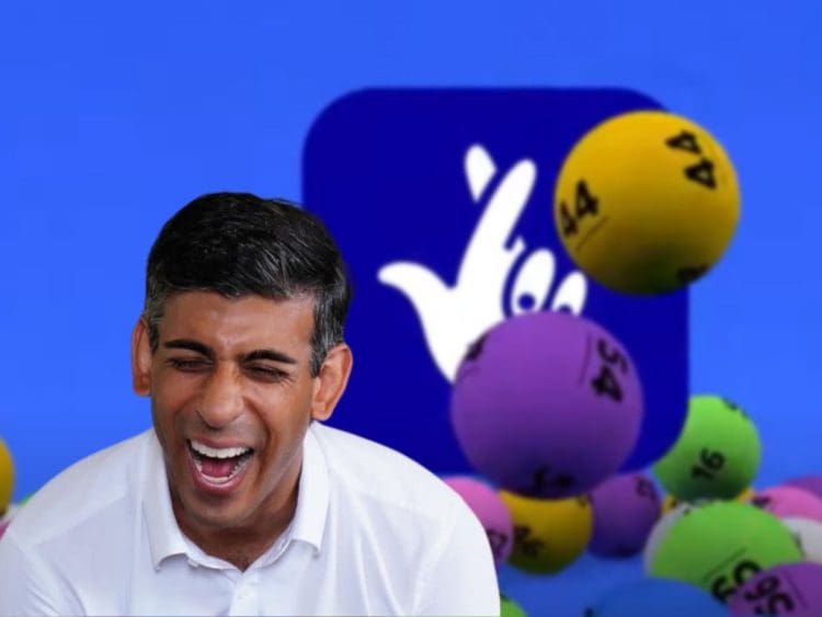 Rishi Sunak laughing National Lottery