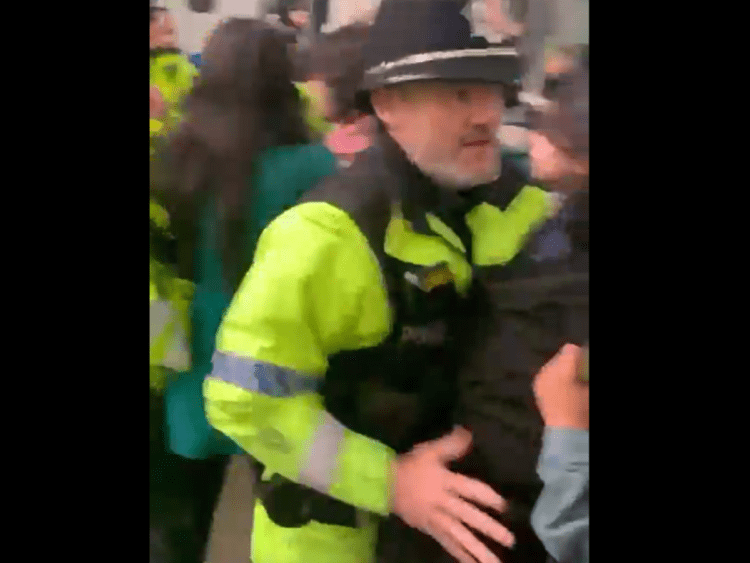 GMP Manchester officers assaulting pro-Palestine protesters.