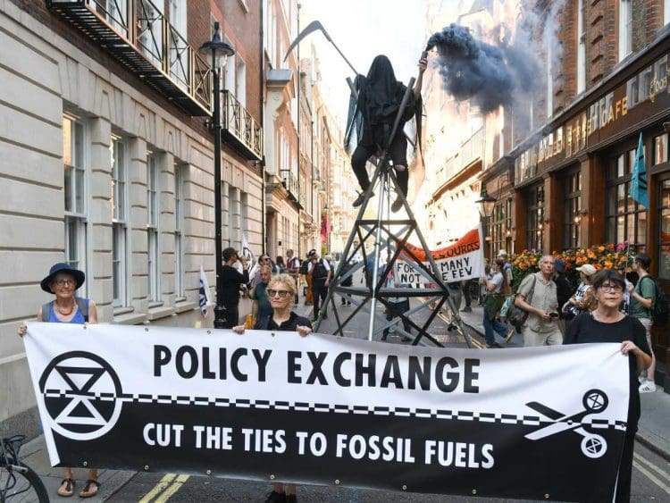 Extinction Rebellion Policy Exchange protest