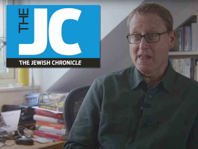 Jonathan Freedland and the Jewish Chonicle logo