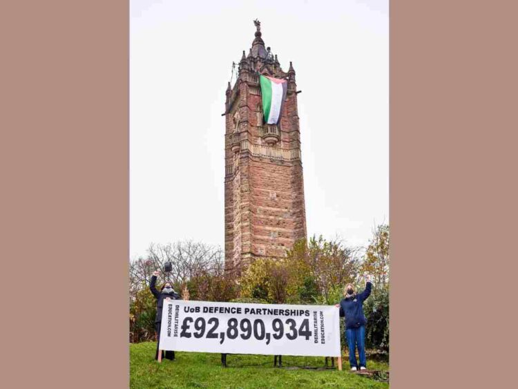 Bristol Palestine protest Cabot tower