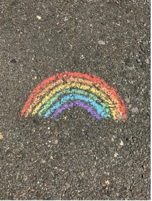 Rainbow in chalk on the pavement autism