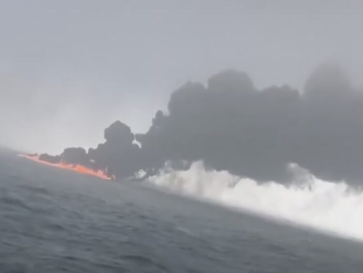 Fire from tanker collision in North sea Stena Immaculate