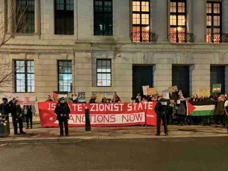 Zionist lobby tried to stop a book launch so people came out to protest